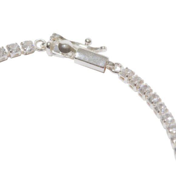 Prong-Set Tennis Necklace in Silver - Picture 9 of 9